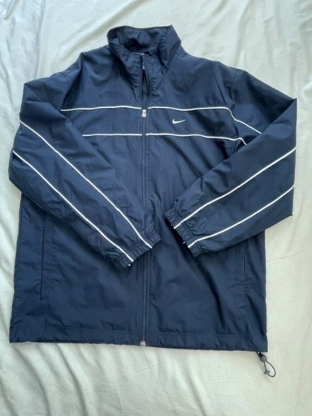 VTG Nike Men's Full-Zip Long Sleeve Windbreaker Jacket, Navy Blue, Size L